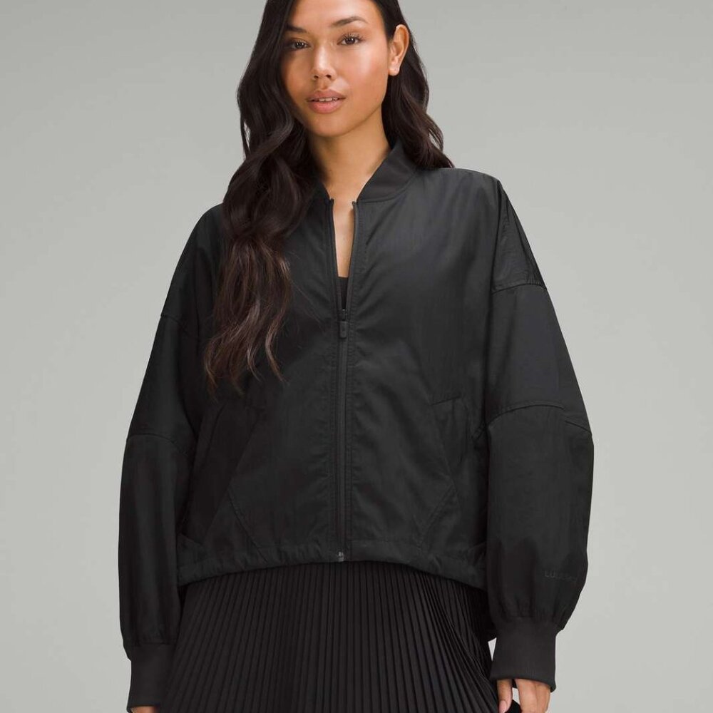 LIGHTWEIGHT HEM-CINCH BOMBER JACKET